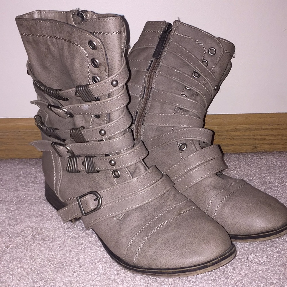 Buckled combat boots